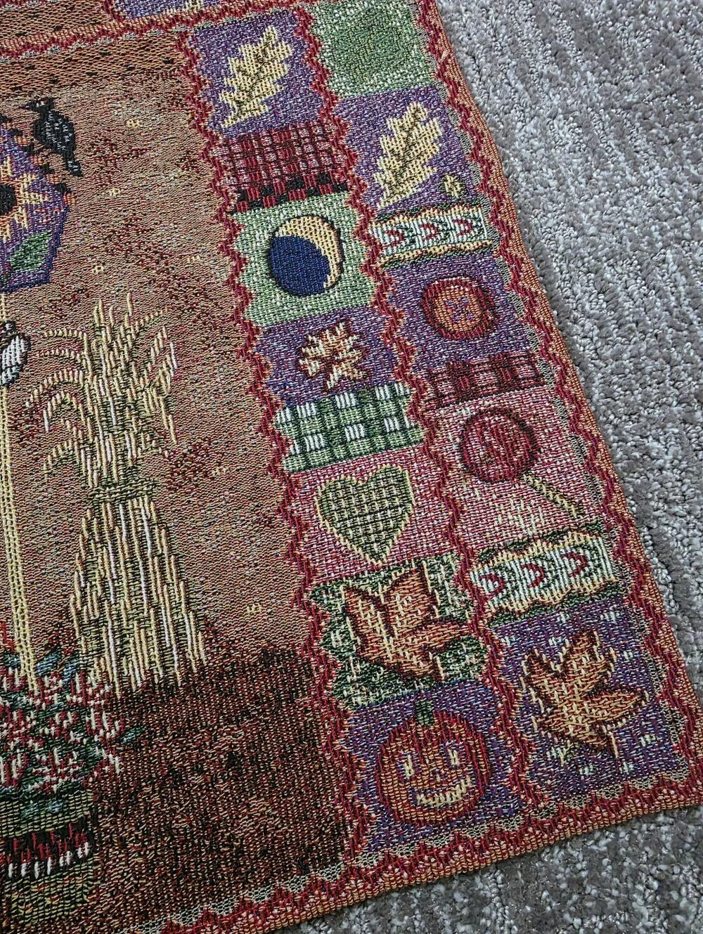 Four Tapestry Country Cottagecore Scarecrow Placemats Fall Folk Art Whimsical